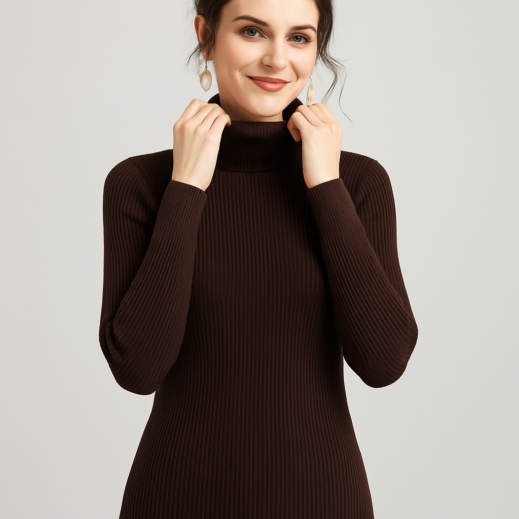 Women’s Ribbed Turtleneck Sweater – Classic Slim Fit Knit