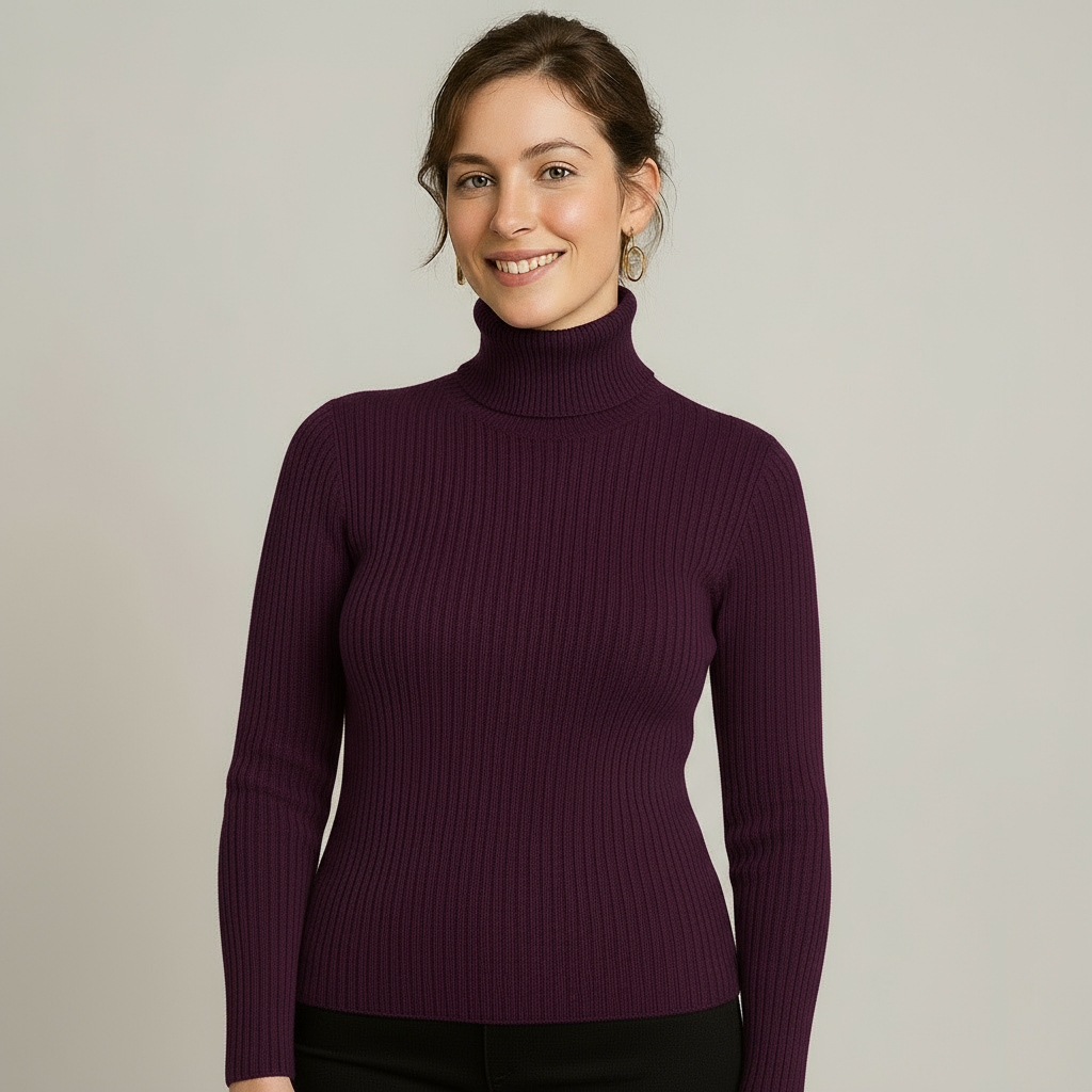 Women’s Ribbed Turtleneck Sweater – Classic Slim Fit Knit