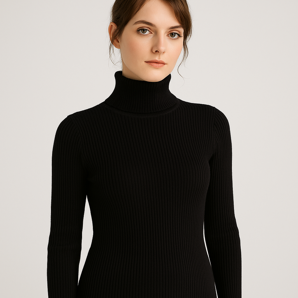 Women’s Ribbed Turtleneck Sweater – Classic Slim Fit Knit