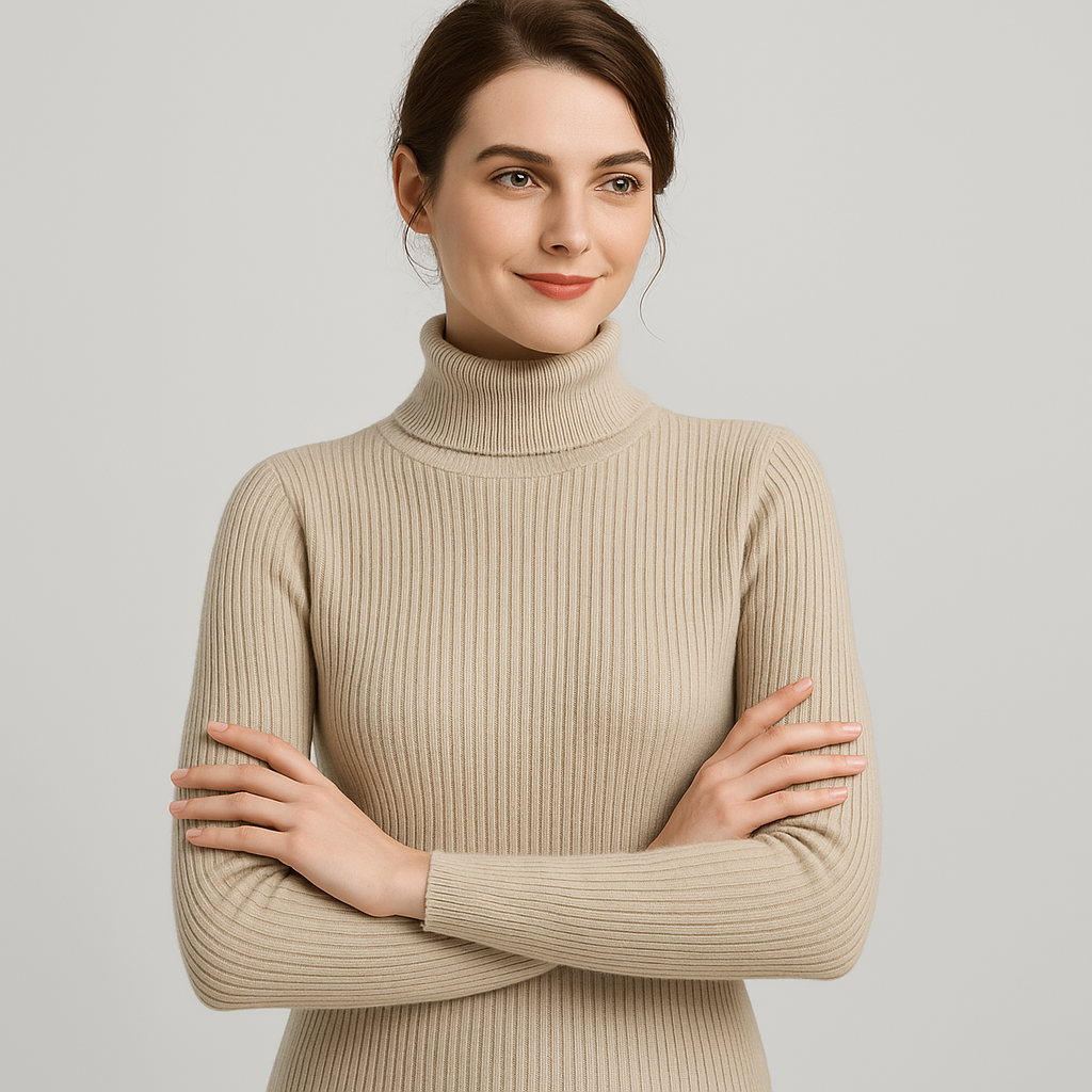 Women’s Ribbed Turtleneck Sweater – Classic Slim Fit Knit