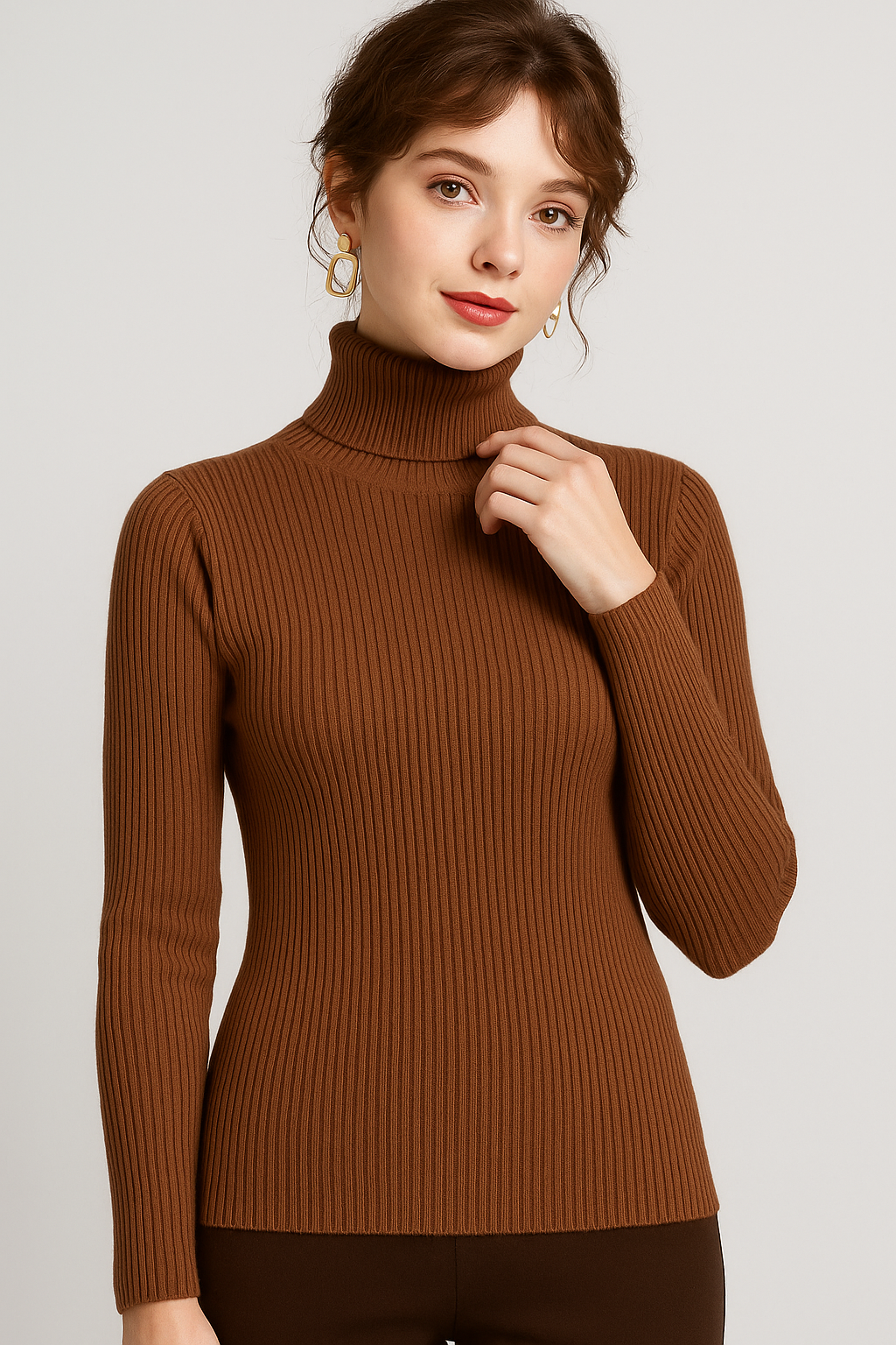 Women’s Ribbed Turtleneck Sweater – Classic Slim Fit Knit