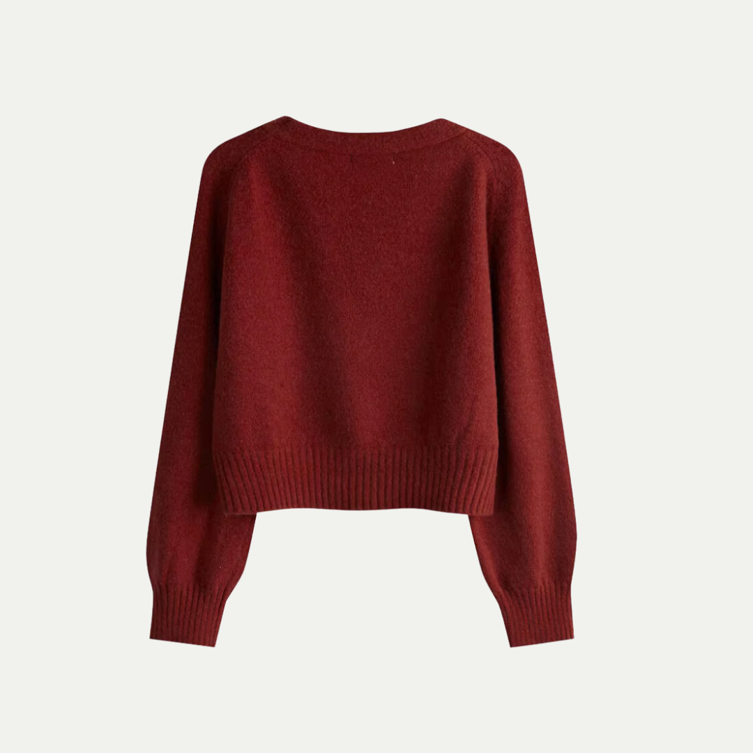 Women’s V-Neck Button Cardigan – Asymmetric Front Knit