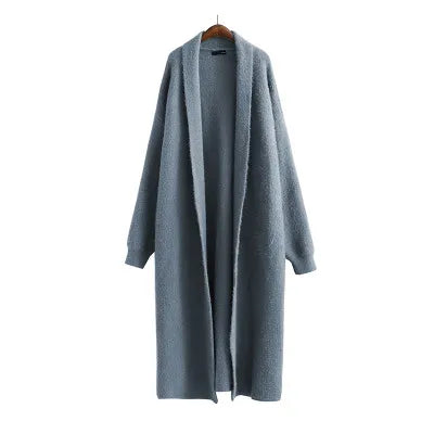 Women’s Hooded Midi Cardigan – Open Front Longline Knit Layer