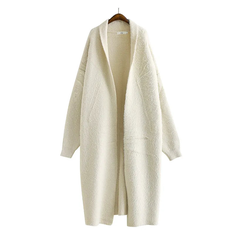 Women’s Hooded Midi Cardigan – Open Front Longline Knit Layer